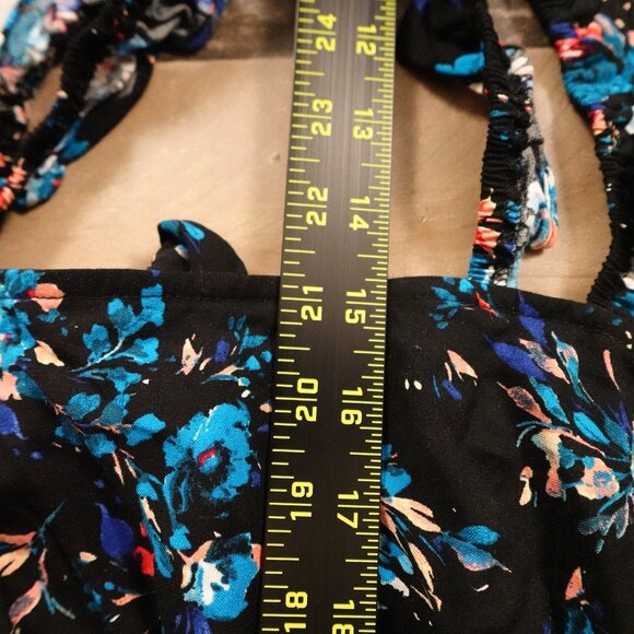 Bebop Women’s Floral Print Romper XS Black Blue Pink Rayon - Picture 8 of 12